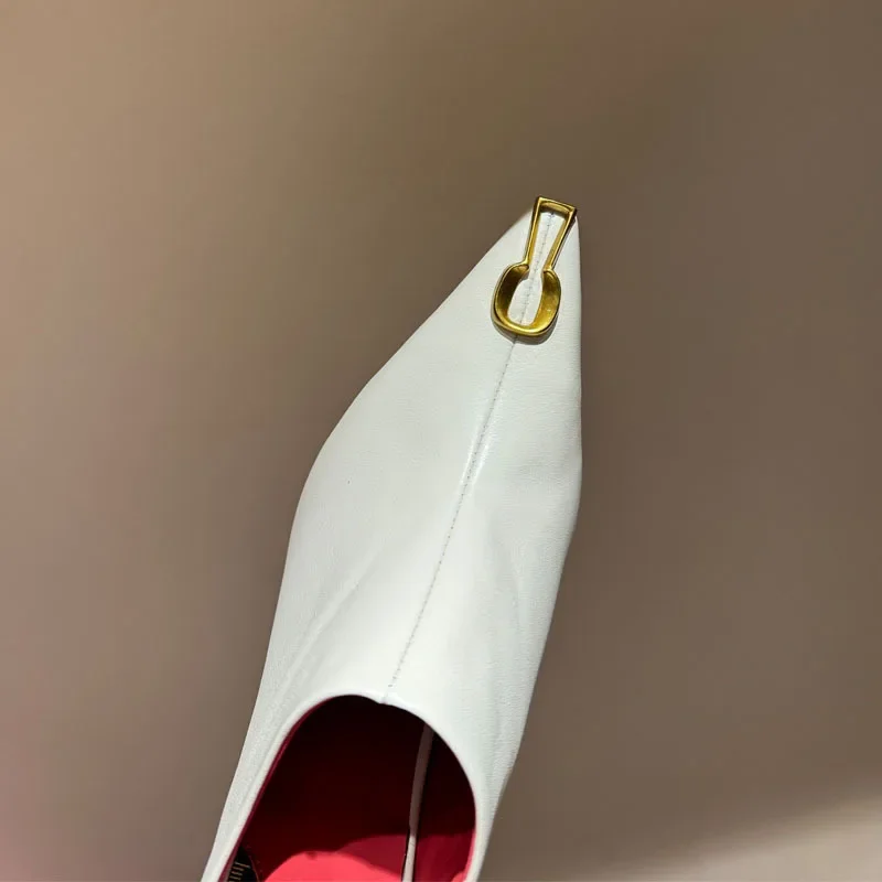 

Mules Slipper Metal Buckle Fashion Shoes Lady Mule Half Slippers Women Pointed Toe New Summer Outdoor Wear Stiletto High Heels