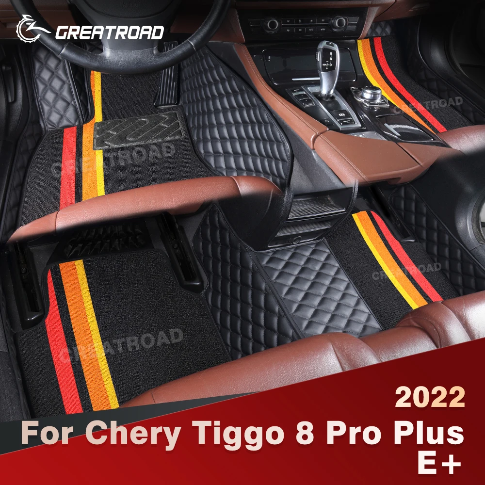 

For Chery Tiggo 8 Pro Plus E+ 2022 Double Layer Car Floor Mats Custom Auto Carpet Cover Interior Accessories