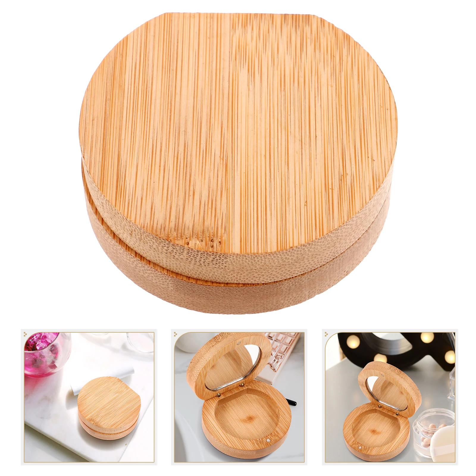 Bamboo Mirror Compact for Purse Pocket Makeup Vanity Travel Size Portable Small