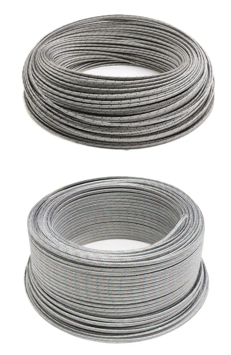 KX type stainless steel shielded thermocouple wire glass fiber braided, temperature sensing wire high precision