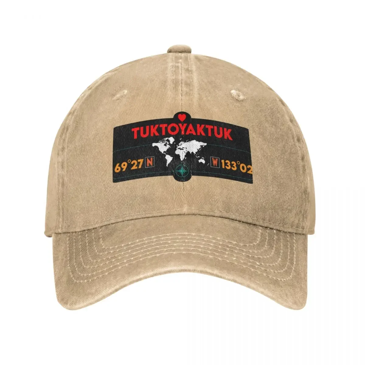 Tuktoyaktuk Map GPS Coordinates Artwork with Compass funny gift Cowboy Hat Luxury Hat Women'S Beach Hat Men'S