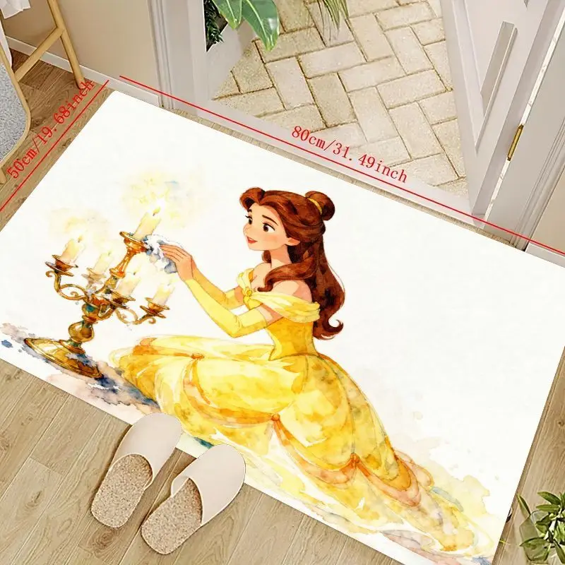 

1 шт., акварельный напольный коврик Disney Princess Belle Beauty and the Beast, милый мультяшный сказочный коврик для гостиной, детской спальни
