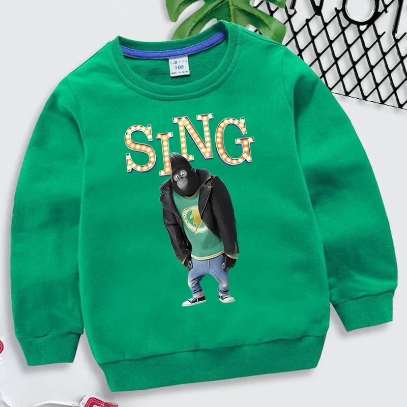 Johnny Gorilla Sing Print Children Sweatshirt Hip Hop Streetwear Autumn Kids Long Sleeve Pullover Girl Boy Johnny Gorilla Hoodie