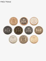 5pcs Round Carved Badge Enamel Metal Buttons Sewing Scrapbook Jacket Blazer Sweaters Gifts Crafts Handwork Clothing 15-25mm