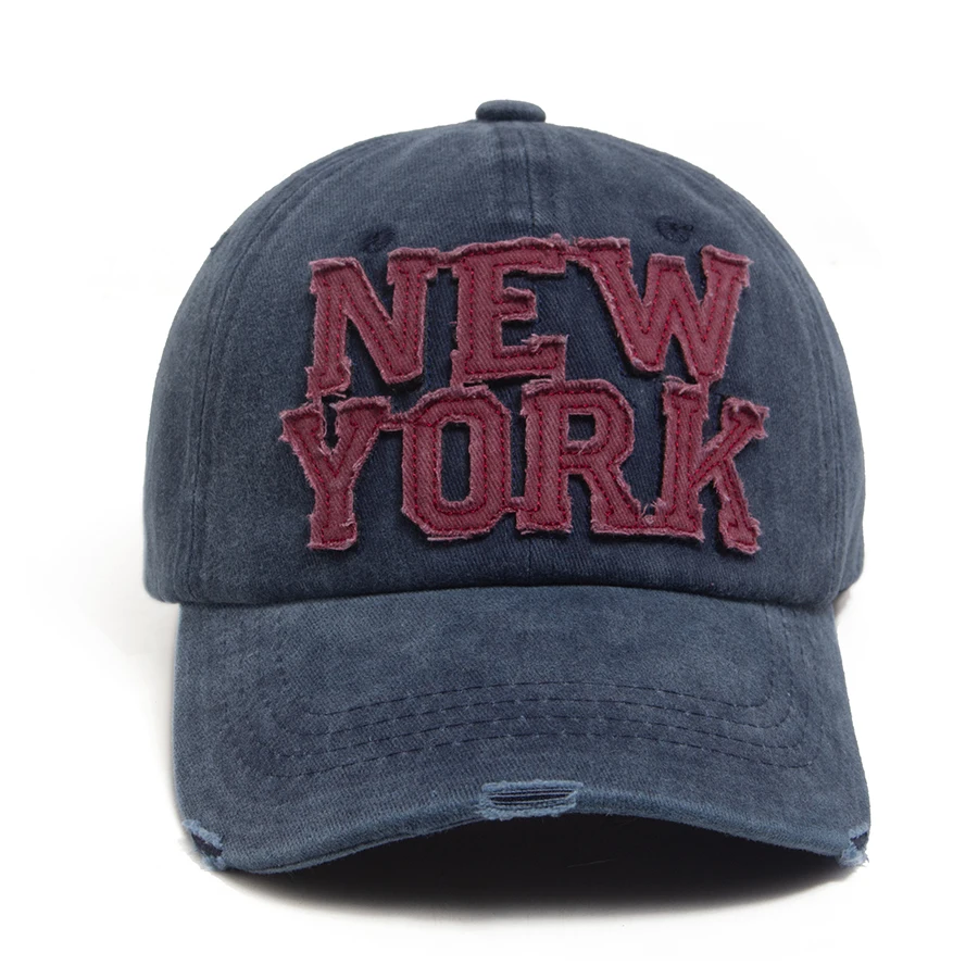 Men Vintage Washed Soft Top Baseball Cap Fashion NEW YORK Letter Patch Snapback Women Retro Hat Casual Visor For Outdoor Sport