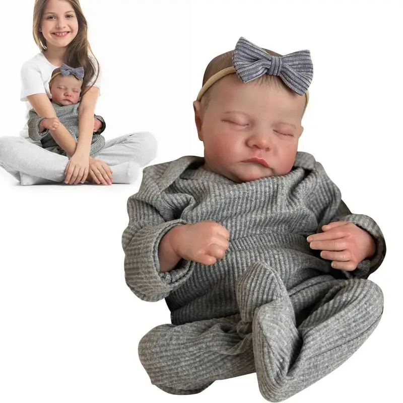 

Dolls 19inch Baby Toys Soft Weighted Body Newborn Girl Doll Handmade Silicone Realistic Sleeping Baby Toys That Look Real Kids