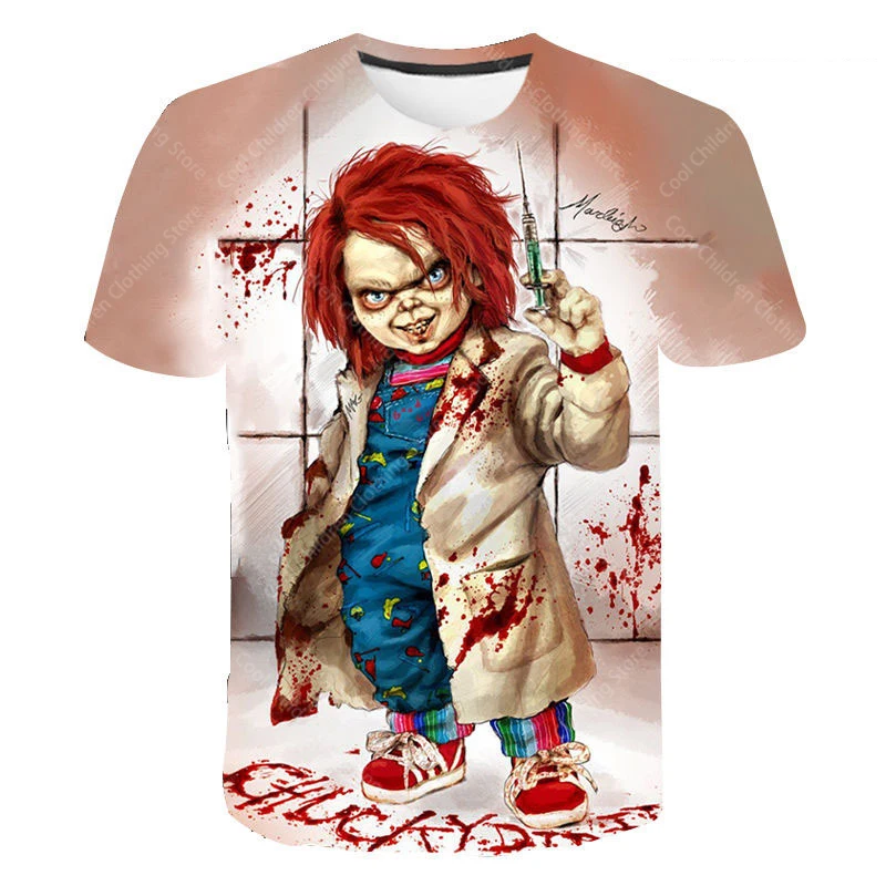 Summer Kawaii Toy Story Chucky T-shirt Girls Boys Children\'s Cartoon Anime Pattern Girls Boys Fashion Parent-Child Clothing