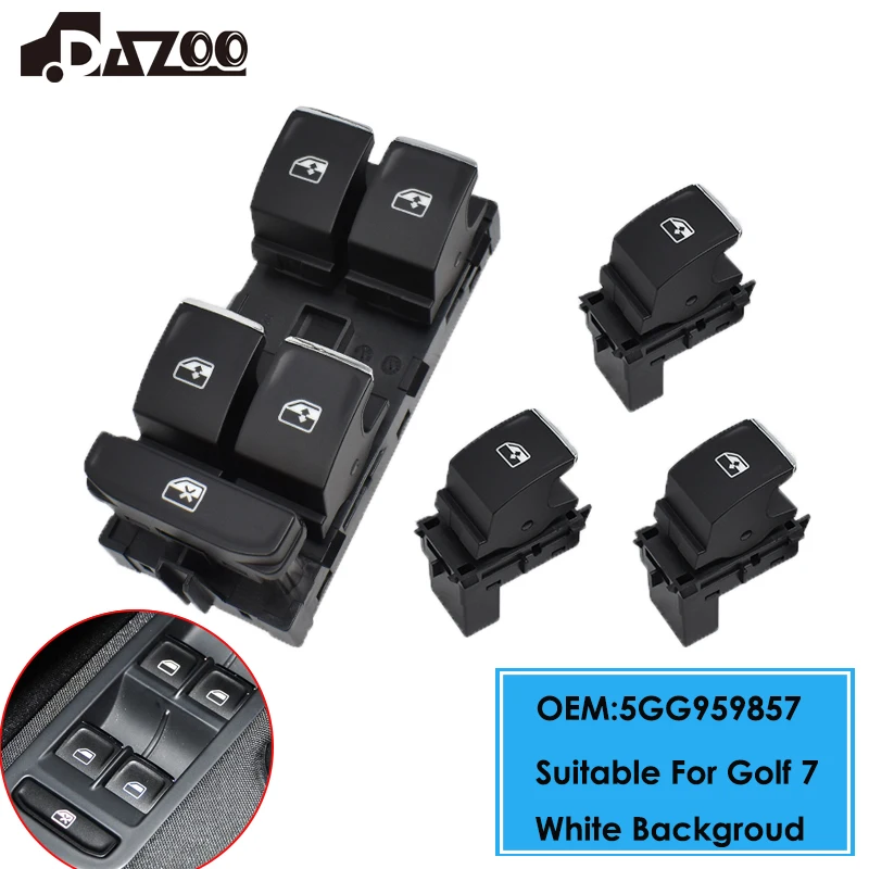 Dla VW Golf 7 MK7 Główny przełącznik sterowania szybami Przełącznik sterowania szybami 5G0959857 5GG959857  5G0959855 Białe tło