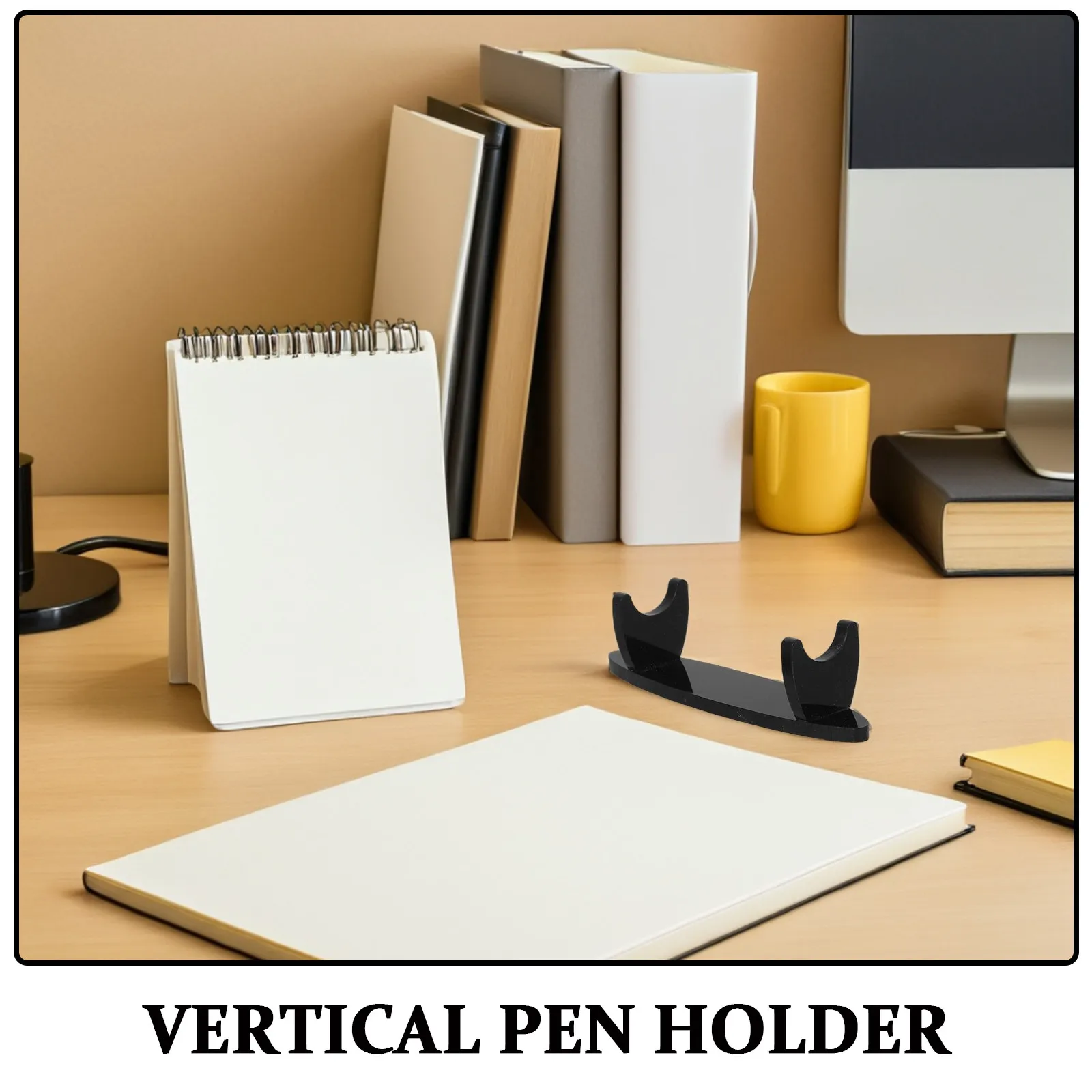2Pcs Sturdy Black Acrylic Pen Stand Rack for Fountain Pens Ballpoint Pencils Makeup Brushes Pencil Display Holder Desktop