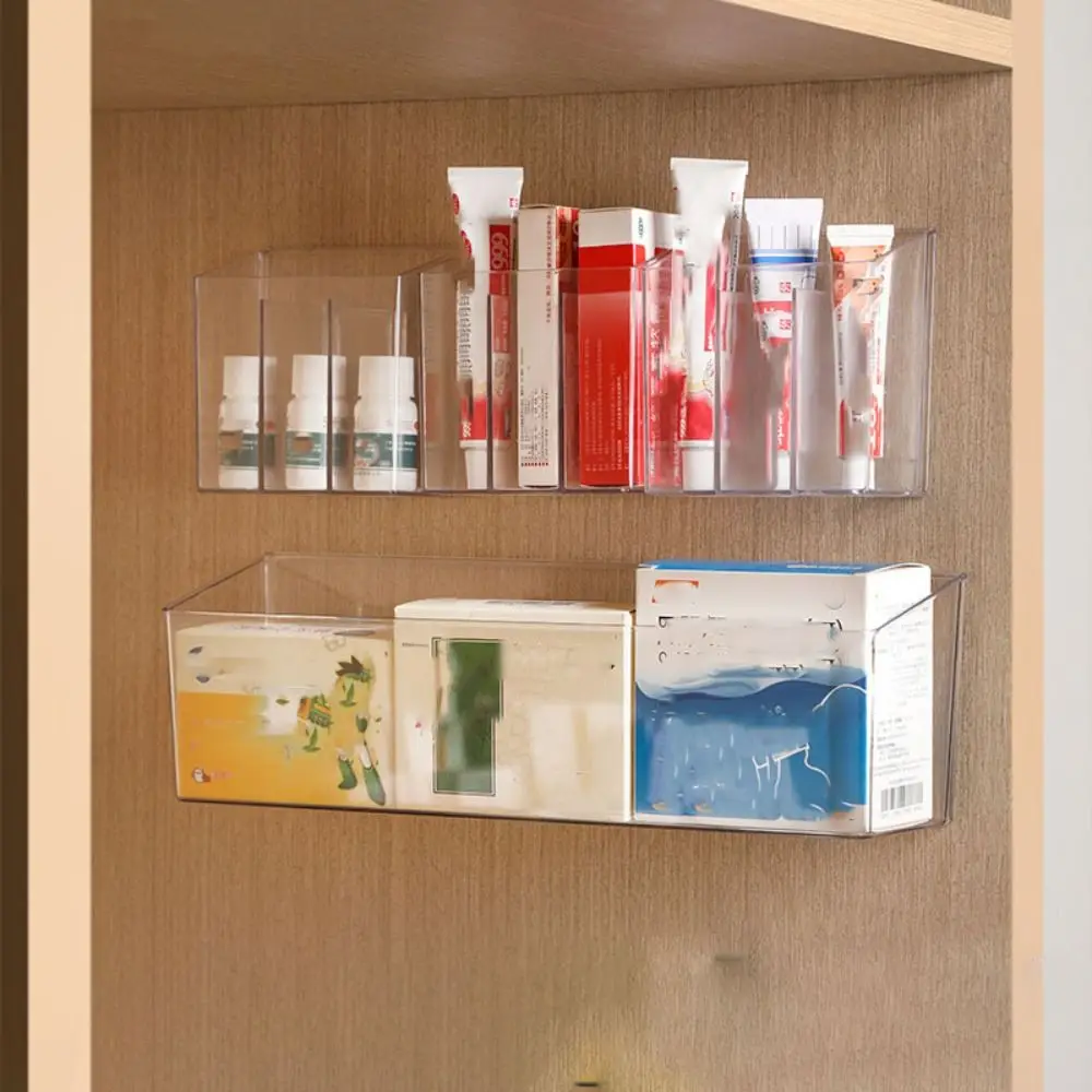 New Wall-mounted Storage Box Transparent Punch-free Classification Storage Rack Large Capacity Medicine Storage Boxs