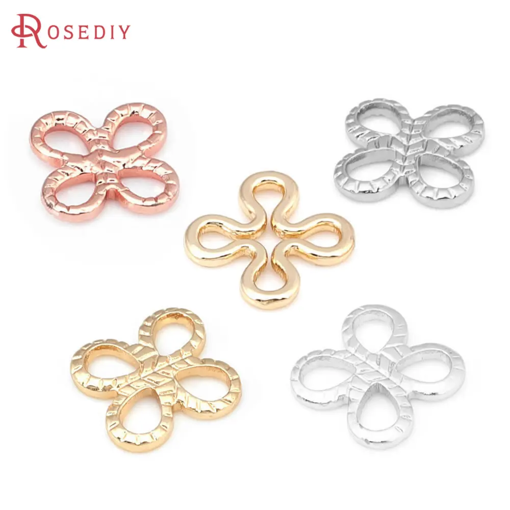 8MM Hole 2MM 18K Gold Color Silver Color Brass Flower Connect Charms Pendants Jewelry Making Supplies Diy Findings Accessories