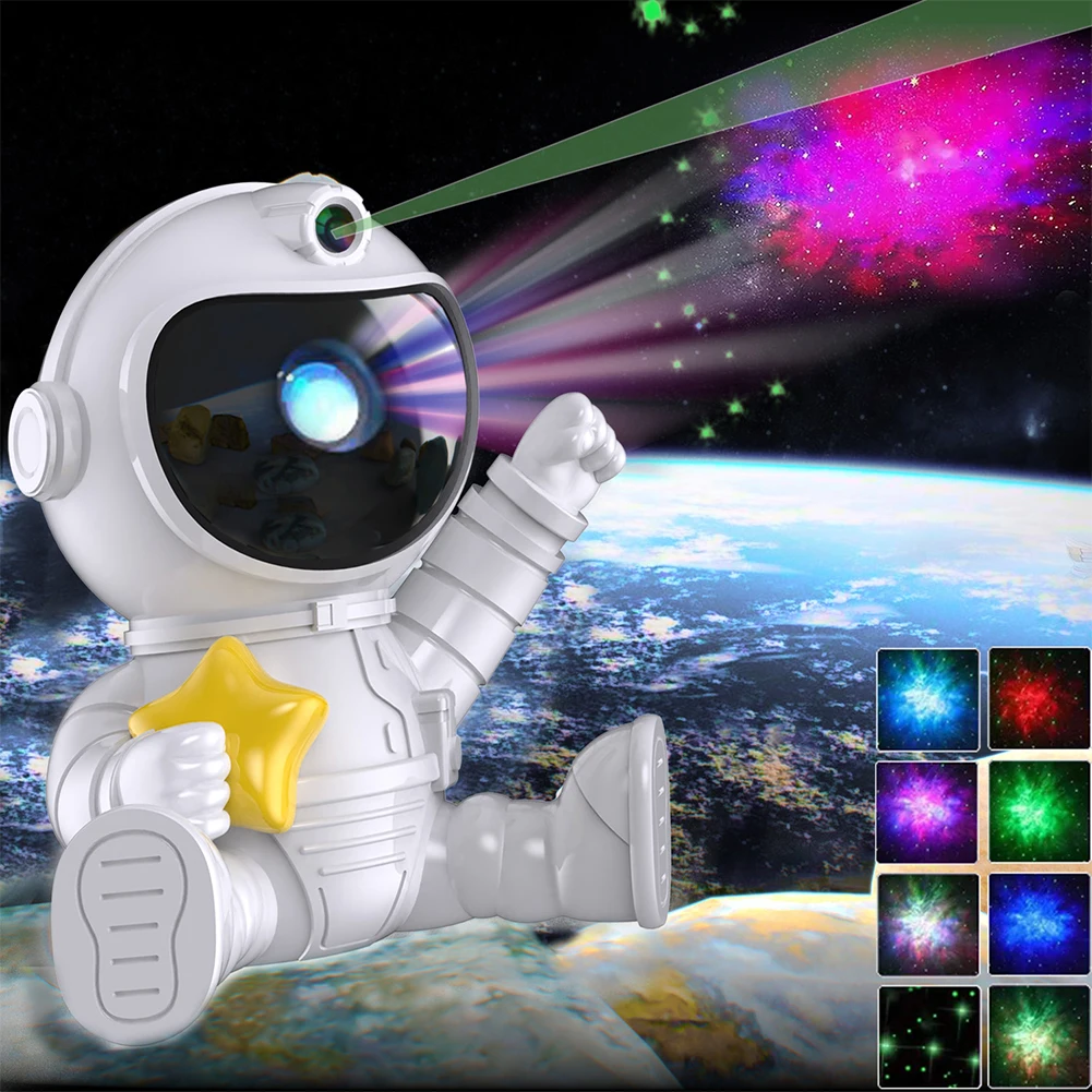 2027 Astronaut Galaxy Projector Night Light with Remote Control White Spaceman Holding Star Projectors for Bedroom Living Room