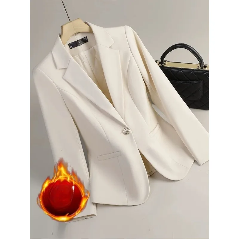 

new off-white suit jacket women autumn winter featuring commuting style thickened cotton-padded suit petite sense sophistication