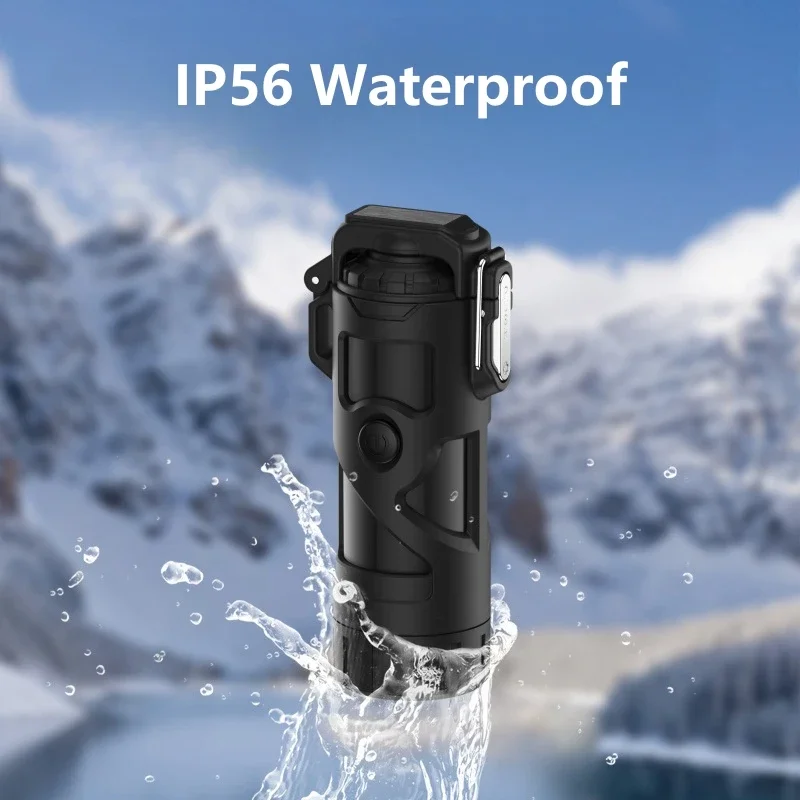 Outdoor Windproof IP56 Waterproof Pulse Dual Arc Lighter Type-C Multifunctional Portable Highlight Flashlight Cigarette Lighter