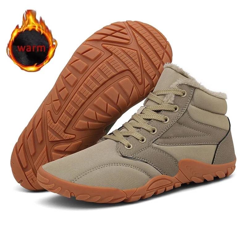 

Winter Snow Boots Men's Warm Fleece Cotton Boots Outdoor Hiking Shoes Waterproof Cold-Proof Warm Lined Boots for Outdoor Travel