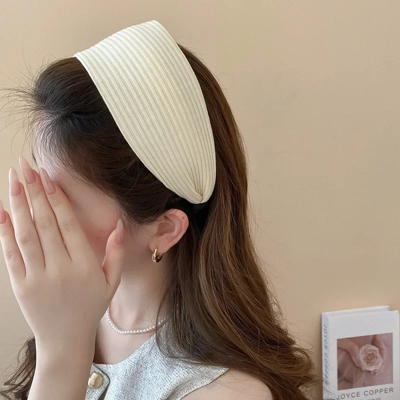 Einfarbiges Breites Stirnband mit Streifenmuster, Französischer Stil, Elegantes Haaraccessoire, Beliebter Internet-Celebrity-Look – Detail 25