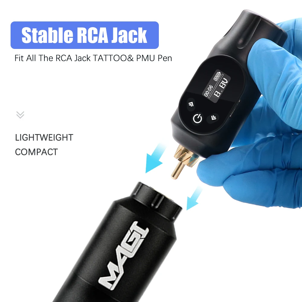 Kit de máquina de tatuaje rotativa de 10000 RPM, batería con conector RCA para pistola de tatuaje, fuente de alimentación de tatuaje inalámbrica LED