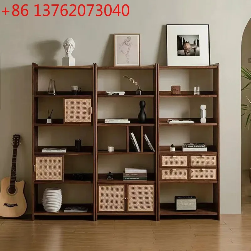

Black walnut bogu shelf, Song-style aesthetic Zen rattan bookcase