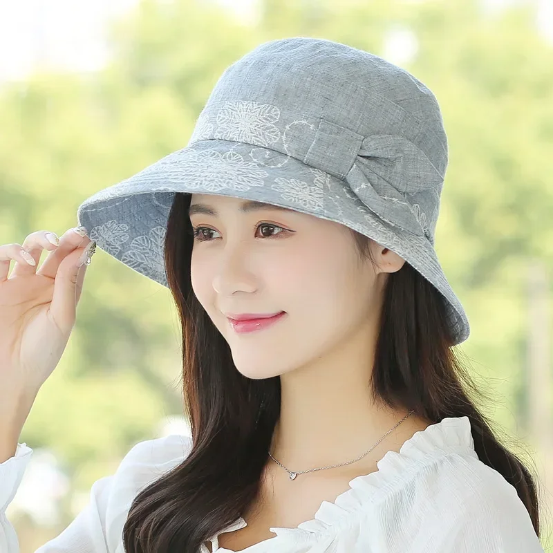 

Women Bucket Hat Summer Hat Panama for Women Visor Sun Protection UV Bucket Hat Beach Panama Jean Collapsible Cap New