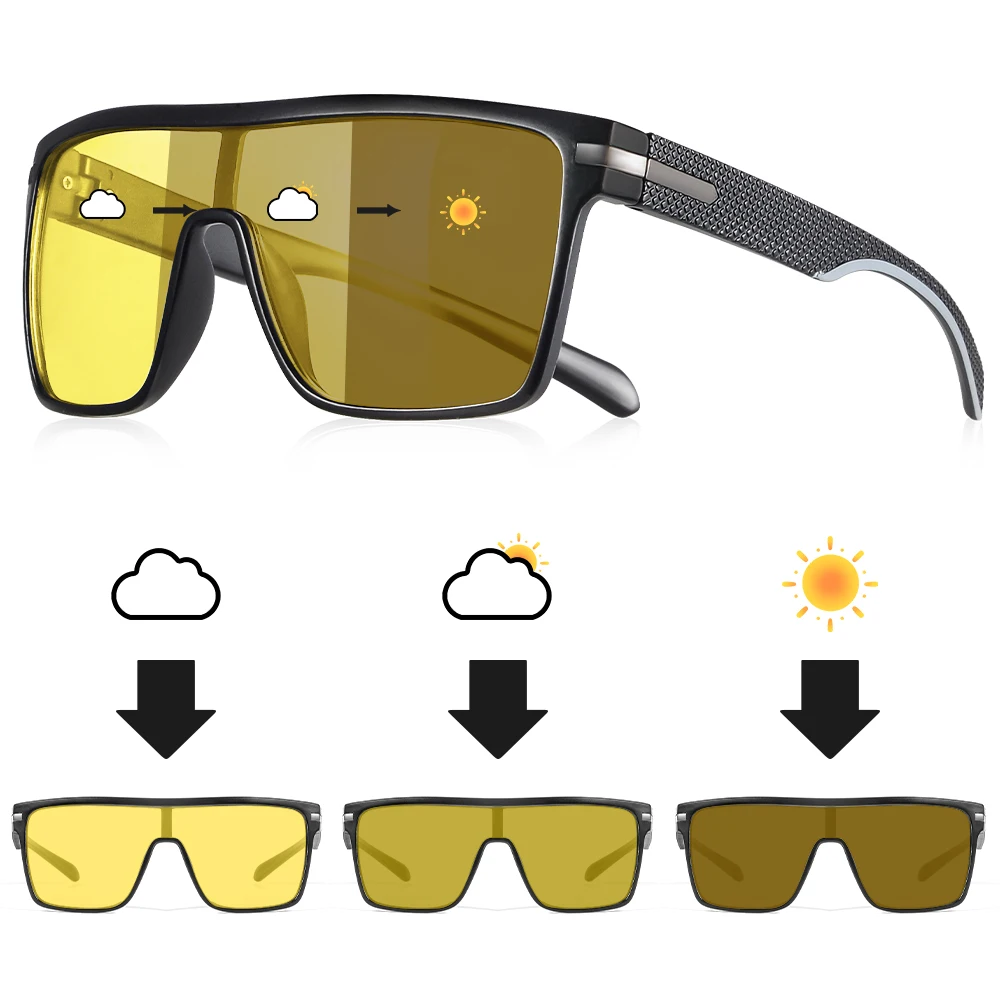 CRIXALIS Quadratische Photochrome Polarisierte Sonnenbrille Männer Frauen Im Freien Nachtsicht Anti-glare Fahren Sonnenbrille Brille UV400 – Detail 2