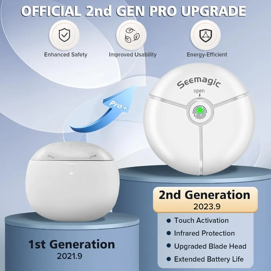 Elektryczny pilnik do paznokci Pro 2.0 z potrójną zabezpieczeniową technologią 2w1, automatyczny trymer do paznokci, cichy, z podczerwienią, ochroną przed przebiciem, ładowalny.