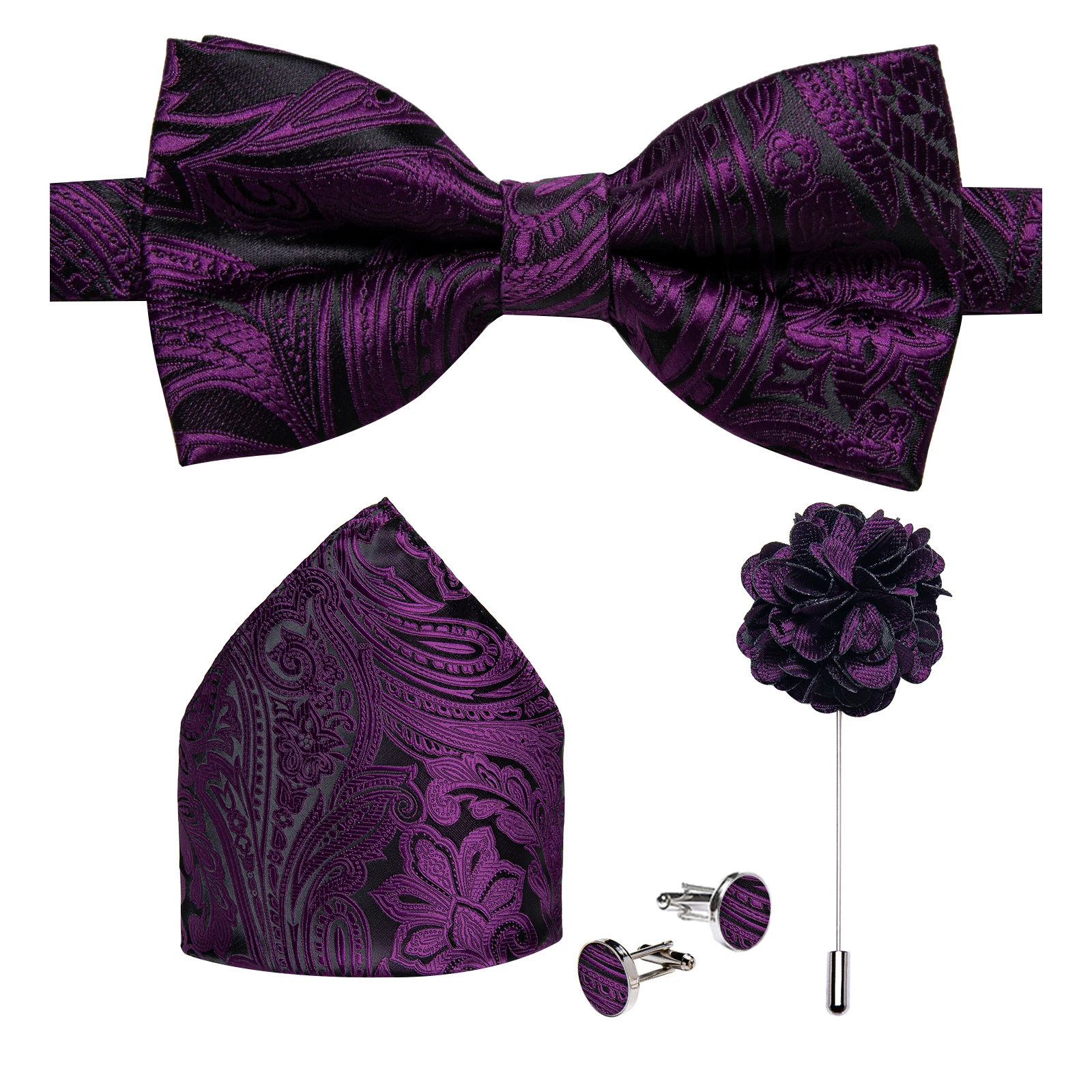 Hochzeitsfliege für Herren, klassisch rot, vorgebundene Fliege, Manschettenknöpfe, Ansteckblume, Set für Partys, Schmetterlingsknoten, Geschenk, Herren-Accessoires – Detail 40