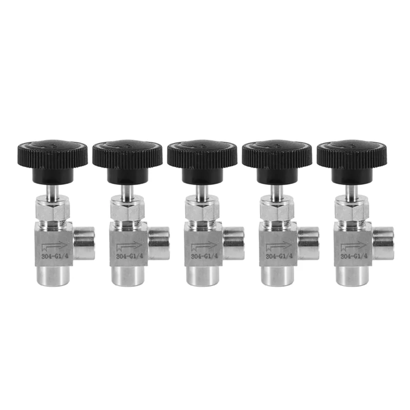 ABRU-5X Needle Valve Adjustable Needle Valve 1/4 Inch Right Angle Female Thread BSP SS304 For Water Gas Oil