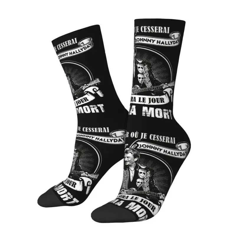 Hallyday French Singer Men's Crew Socks Unisex Novelty Heavy Rock Spring Summer Autumn Winter Dress Socks