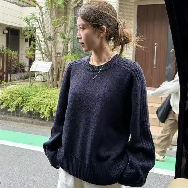 

Winter Women's Sweaters Lazy Loose Solid Color Jumper Keep Warm Base Layer Soft and Sticky Student Pullover Versatile Knitwear