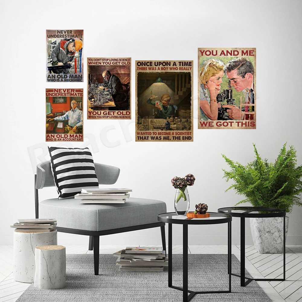 Never underestimate an old man who does mechanics, you and I both have this poster for science lovers, science gifts, accountant