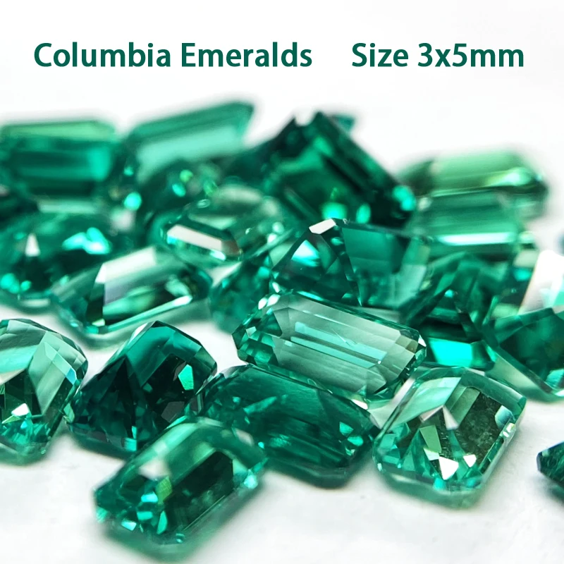 

Lab Grown Emerald Cut Columbia Emeralds Hydrothermal Hand Cutting Advanced Jewelry Making Materials 0.35ct with AGL Certificate