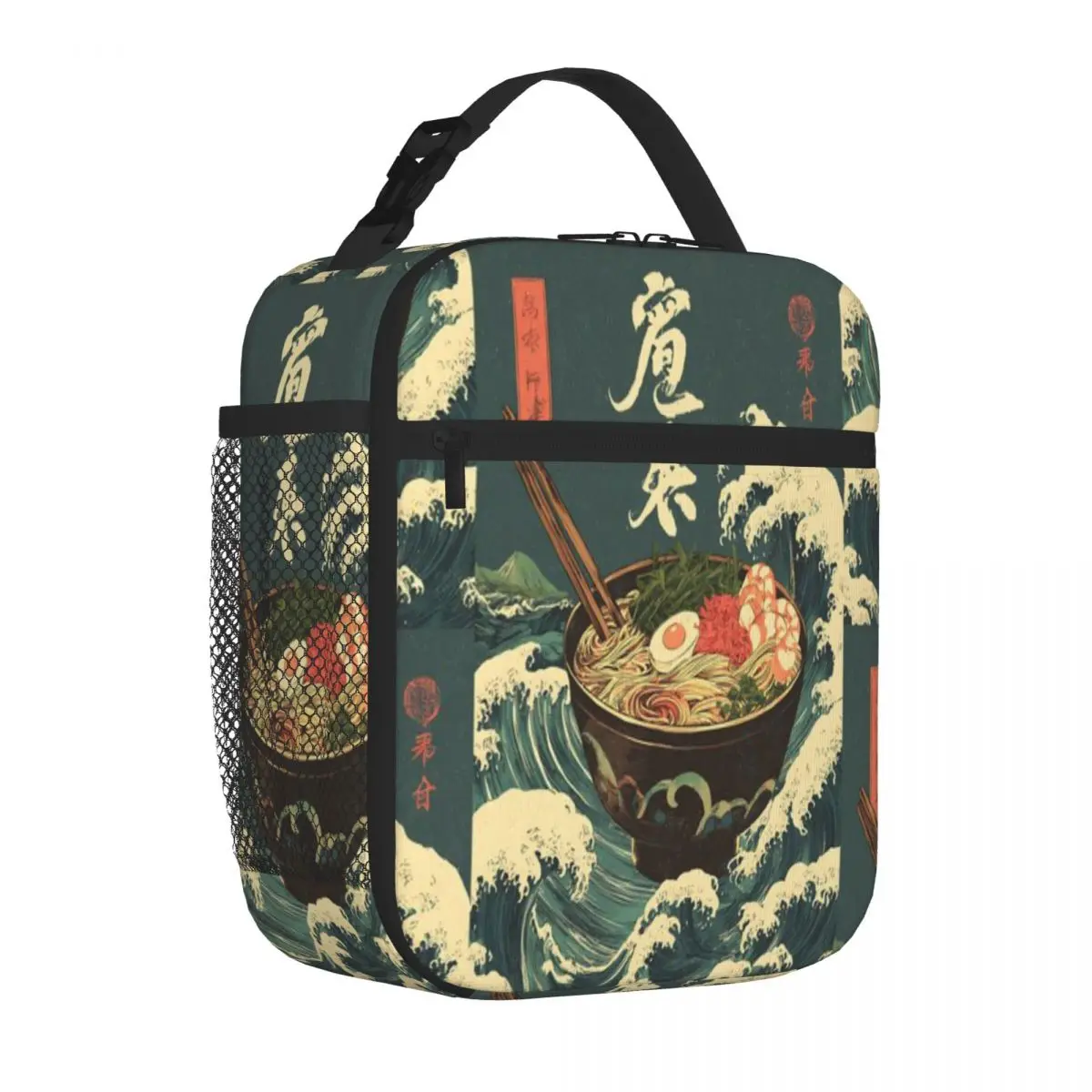 Hot Sale Savory Japanese Ramen Art Monochrome Canvas Lunch Bag Student Daily Lunch Carrier