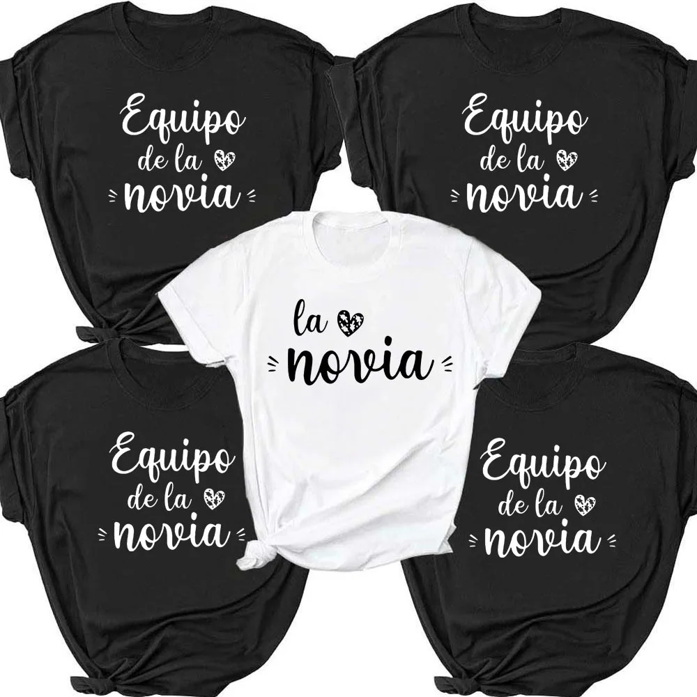 de la Novia T shirt Women Spanish Boda Espanol Wedding T-shirt Team Bride EVJF Bachelorette Party hen party T shirt XX001