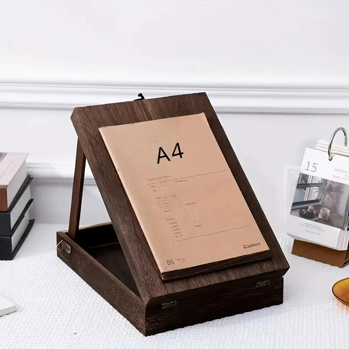 1pc Portable Wooden Sketch Box with Lid - Nostalgic Design for Outdoor Sketching and Tool Storage