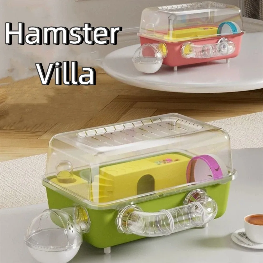 

Panoramic View Hamster Cage Double Clear Running Wheel Animal Observation Cage Plastic Water Bottle Pet Habitat Exercise Playing
