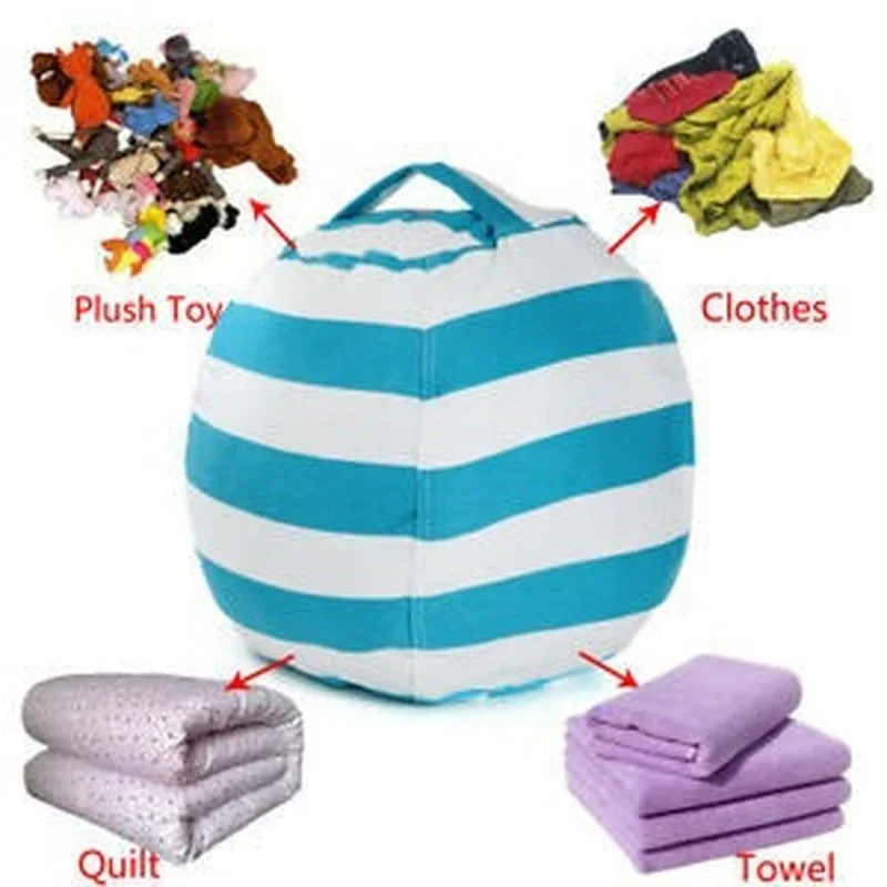 New Bean Bag Storage Stuffed Animal Chair Kids Toys Stuff Sit Zip Canvas Children Kids Plush Toy Organizer Large Capacity