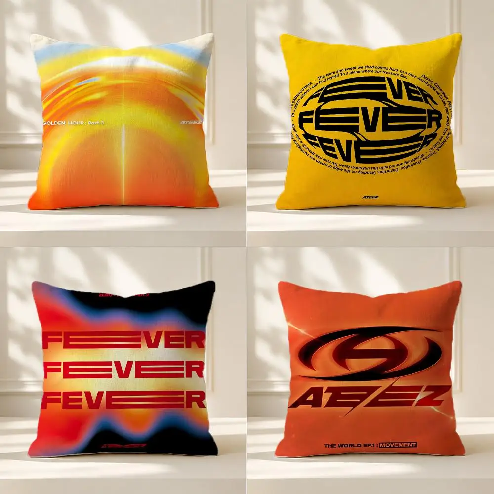 music ATEEZ Cushion Cover Pillow Cover Nordic Minimalist Throw DoubleSided Print Cushion Case for Sofa Bedroom Decor