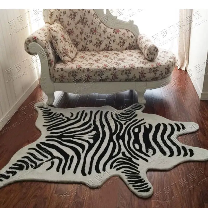 

Fashion Black And White Stripes Rug Tiger pattern carpet Bedroom Sitting Room Sofa Custom Acrylic Mats