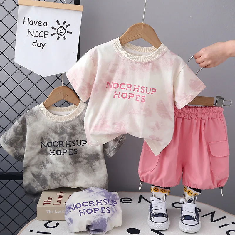 

Baby Clothes Suit Children's Top and Bottom Set Boys Fashion Casual 2Pcs Summer New Girl Round Neck Short-sleeved Outsuit 12M-5Y