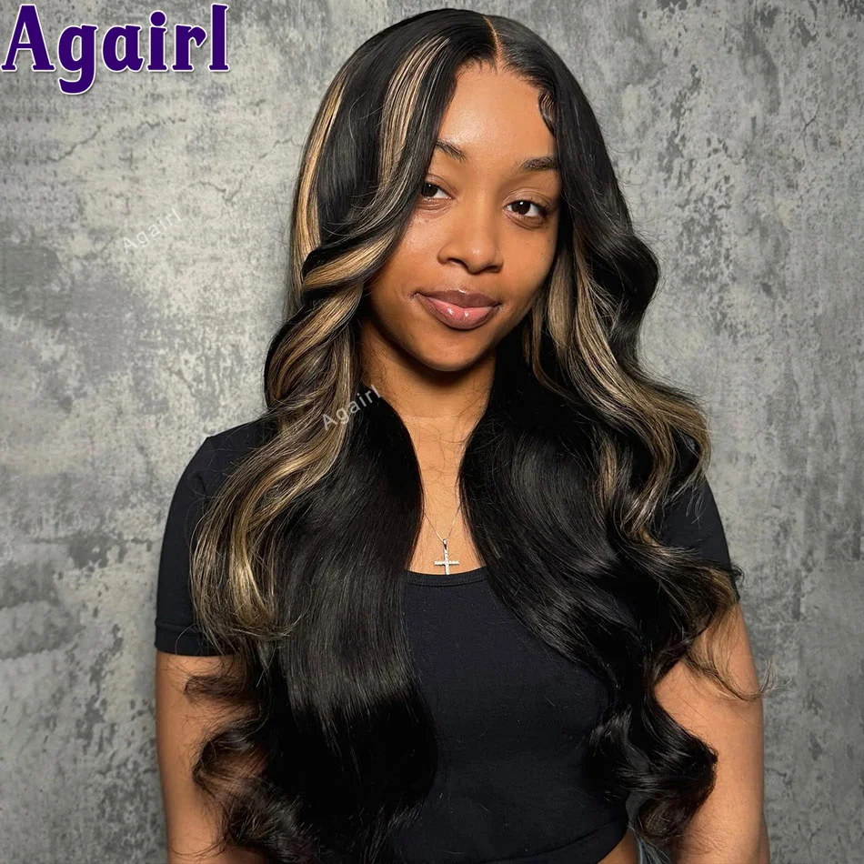 

1B/27 Highlight Blonde 13x6 13x4 Lace Frontal Wig Transparent Body Wave 5x5 6x4 Lace Closure Wig Preplucked Human Hair for Women