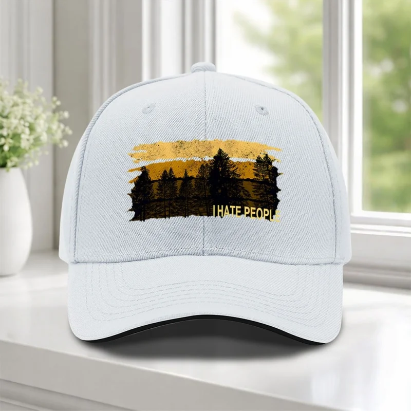 I HATE PEOPLE Forest Sandwich Baseball Cap Adjustable Duckbill Hat for Weddings, Parties, Festivals, Cycling, Photography