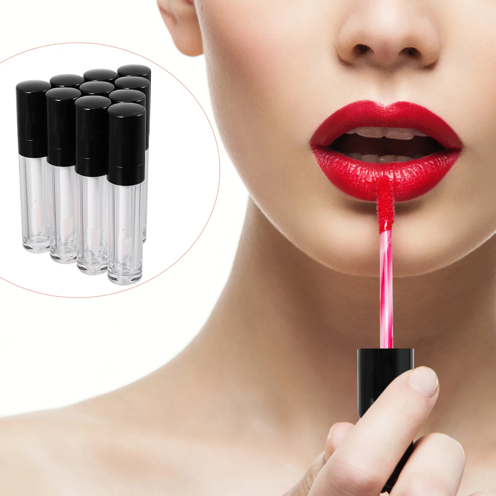 10Pcs 8Ml Lip Gloss Bottle Refillable Portable Vials for Lip Oil Liquid Blush Perfume DIY Makeup