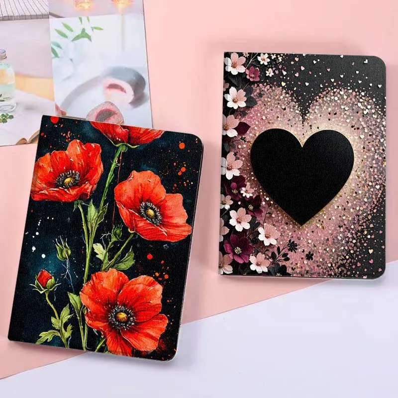 

Sparkling Love Heart Flower For OPPO Pad 2 3 4 Neo Air SE X Pro 10.36 11 11.4 11.61 12.1 13.2 Inch 2025 Foldable Tablet Case