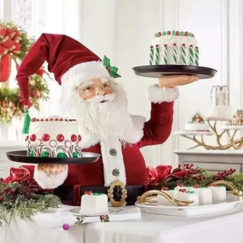 

Christmas Snowman Treats Holder - with plate Christmas Tree Fruit Snack Stand Resin Father Christmas Dessert Tray Stand