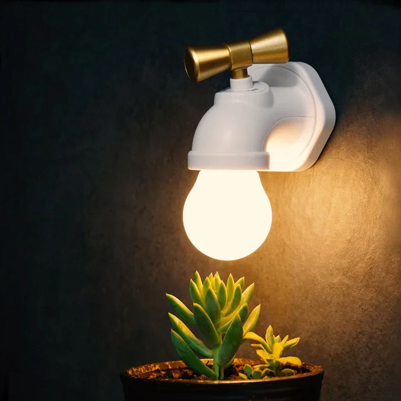 

Novel Lamp Night Light Faucet USB For Home Bedside Rechargeable Room Decor Voice Sensor Light Touch Creativity LED Night Light