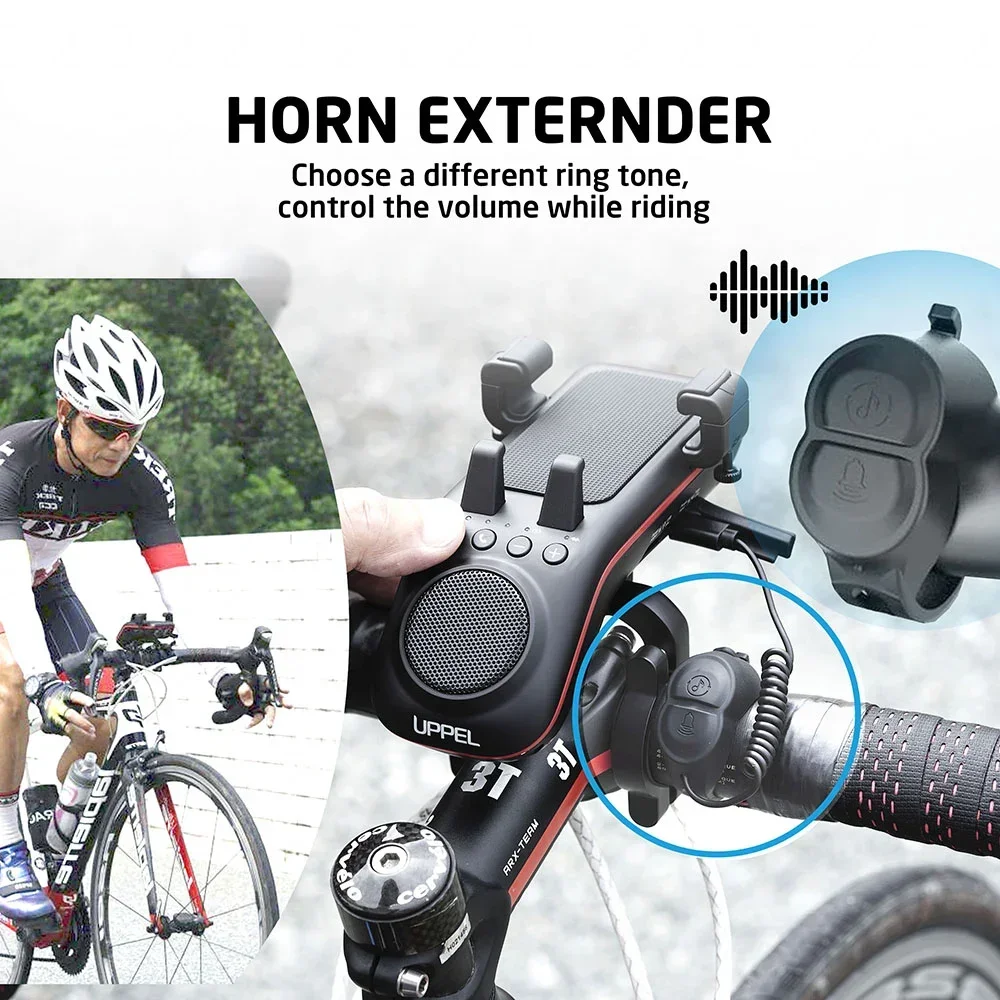 UPPEL Waterproof Bicycle Bluetooth Speaker Multifunctional 5W Portable Wireless Sound Box for MTB Bike with Light Power Bank New