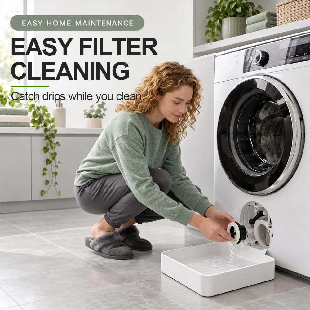 1Pc Washing Machine Drain Water Collection Tray For Front Load Washer Cleaning Catch Box Collection Pan Overflow Prevention Tool