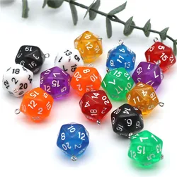 10Pcs Resin Transparent 20-Sided Dice Charms for Jewelry Pendants Keychain Earrings Necklace Bracelet Making Findings Supplies