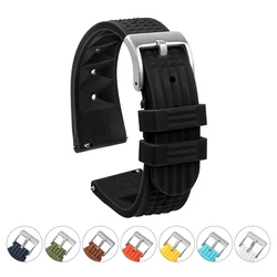 Watchdives Waffle Watchband 20mm 22mm Fast Release Breathable Skin Friendly Replacement Soft Premium Rubber Strap Watch Band