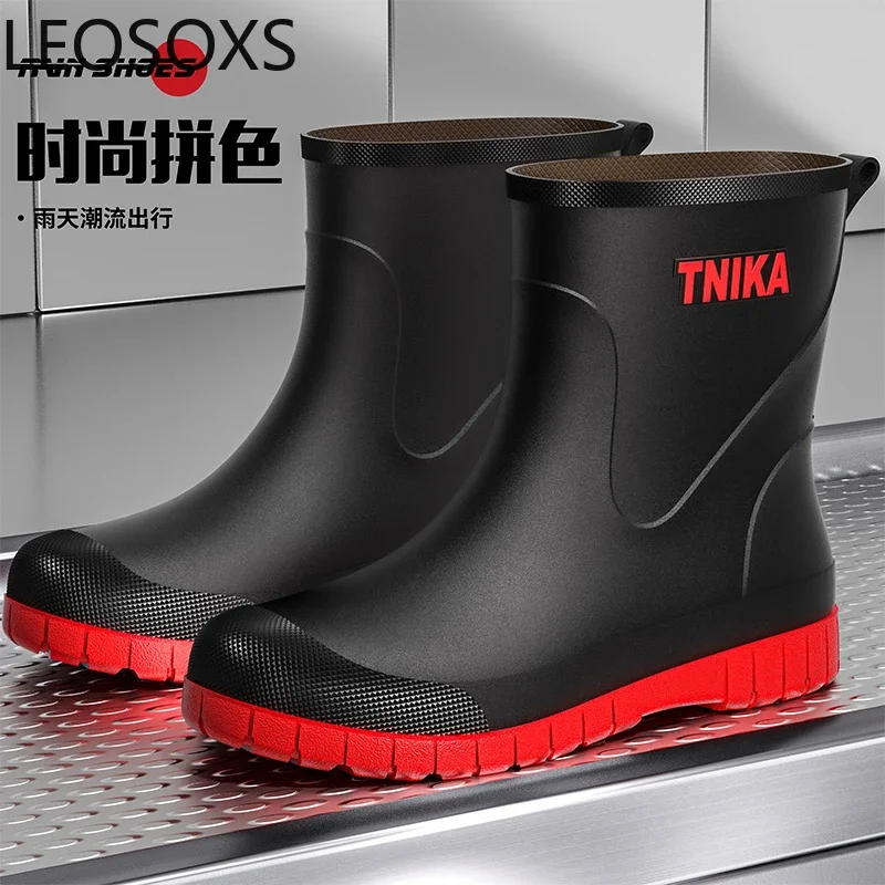 Sapatos de chef masculinos, bico redondo, bota de chuva deslizante para homens, cano baixo, à prova d'água, fácil de limpar, sapato de trabalho, antiderrapante, resistente ao desgaste